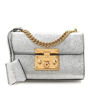 Gucci Galassia Small Padlock Shoulder Bag Argento